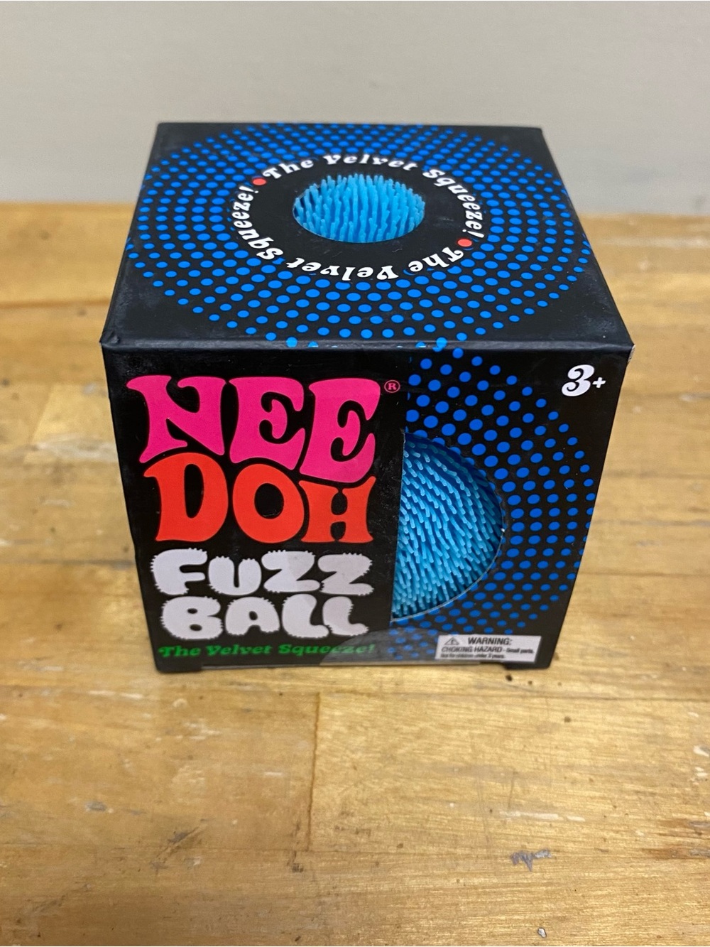 Schylling Nee Doh Fuzz Ball Blue Sensory Squeeze Toy